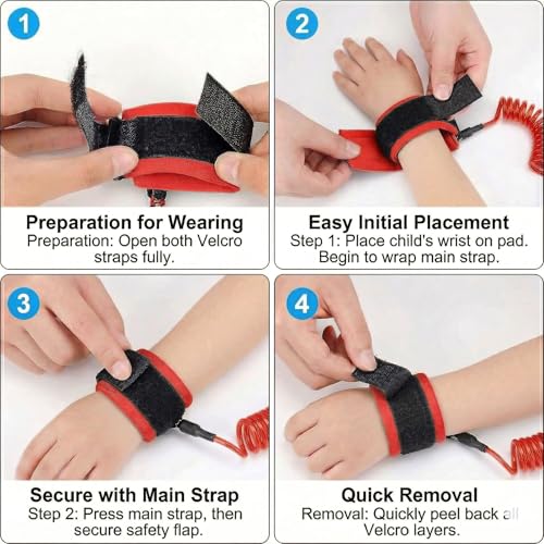 Image of Safe-O-Kid Baby Wrist Link with Key - Adjustable Strap Safety Link for Toddler, Anti-Lost Child Wrist Strap for Outdoor & Travel - Pink