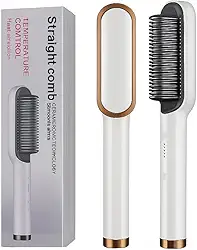 HairLiss™ Pro 5 em 1 – Escova Alisadora Ânion de Cabelo 110V/220V (Bege) com Secagem Rápida