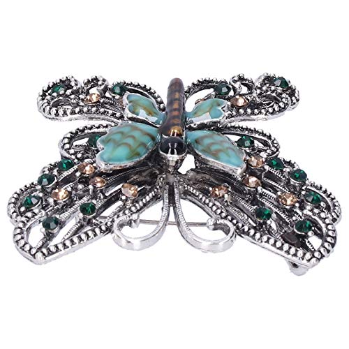 Broche papillon Vintage, broche en strass en durable, alliage de zinc respectueux de l'environnement, pour femmes filles mariage/banquet/fête d'anniversaire(green) Cover