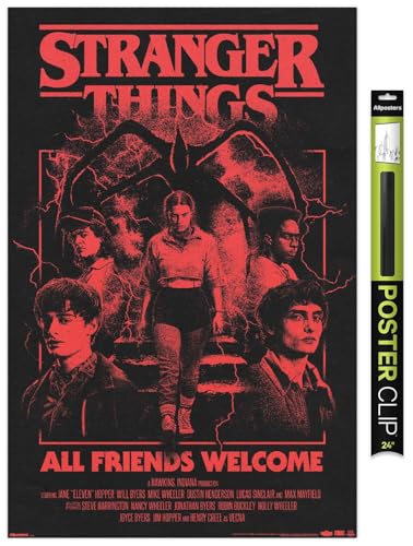 Netflix Stranger Things: Season 5 (2025) - All Friends Welcome Wall Poster, 34L" x 22.4W", Premium Poster & Clip Bundle