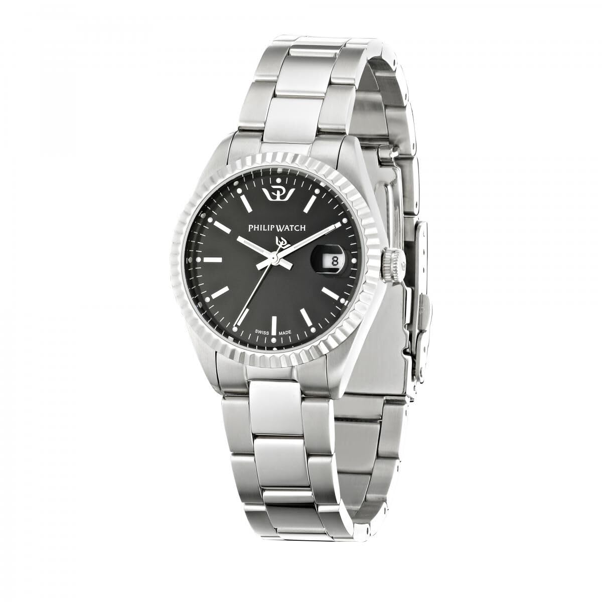 Philip WatchCARIBE 39mm GENT 3H SS BLACK DIAL/BR.