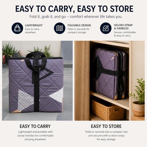 Image of Rhythm 3 Layer 1 Inch Foldable Mattress | Portable Lightweight Foam Bed | Comfortable Floor Sleeping Mat | Space Saving Design | Guest Bed Travel Camping Home Use | Multicolor 72x60x1