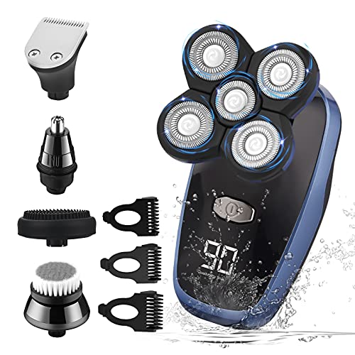 ZumYu - Afeitadora eléctrica para hombre, 6 en 1, cabezal rotativo, recargable por USB, 5D, con pantalla LED, impermeable, inalámbrica, afeitadora eléctrica para barba Cover
