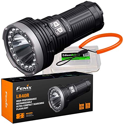 Fenix LR40R LED-Taschenlampe, wiederaufladbar, 1.2000 Lumen, 845 Yards Beam CREE LED, USB-Taschenlampe, ALL-01 Lanyard mit 2 x EdisonBright