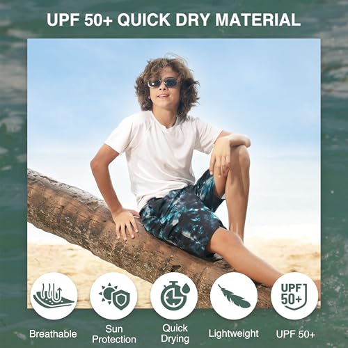 Image of Kanu Surf Boys' Victor Stripe Quick Dry Beach Board Shorts Swim Trunk