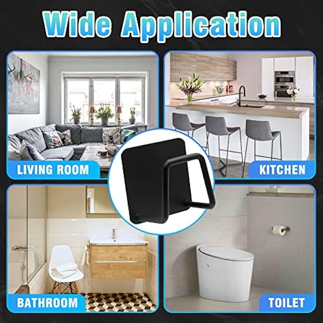 2 Pcs Adhesive Sponge Holder Sink, Stainless Steel Sponge Hook Kitchen Sink Rustproof & Waterproof & Adhesived No Drilling (Black)