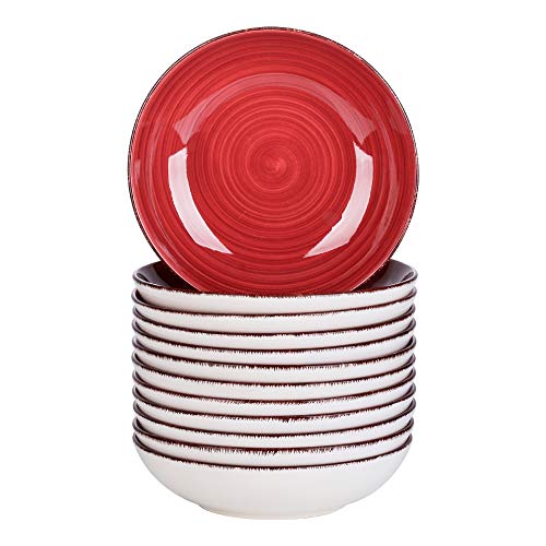 vancasso Bella Piatti Fondi 12 per Pasta, Ceramica, 12 unità Rossa ø 20.5cm