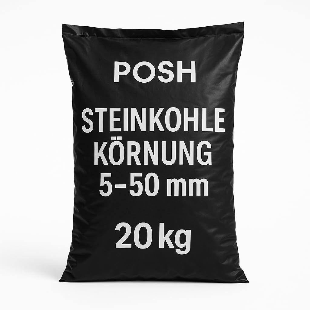 POSH Carbone di carbone fine, 5-50 mm, 20 kg, combustibile di alta qualità per forno, caldaie e impianti a combustibile solido, basso contenuto di cenere, alto potere calorifico