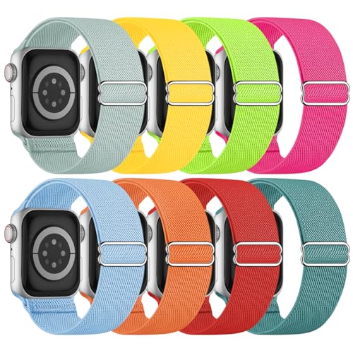 Image of 8 Pack Stretchy Solo Loop Band Compatible with Apple Watch Bands Women Men