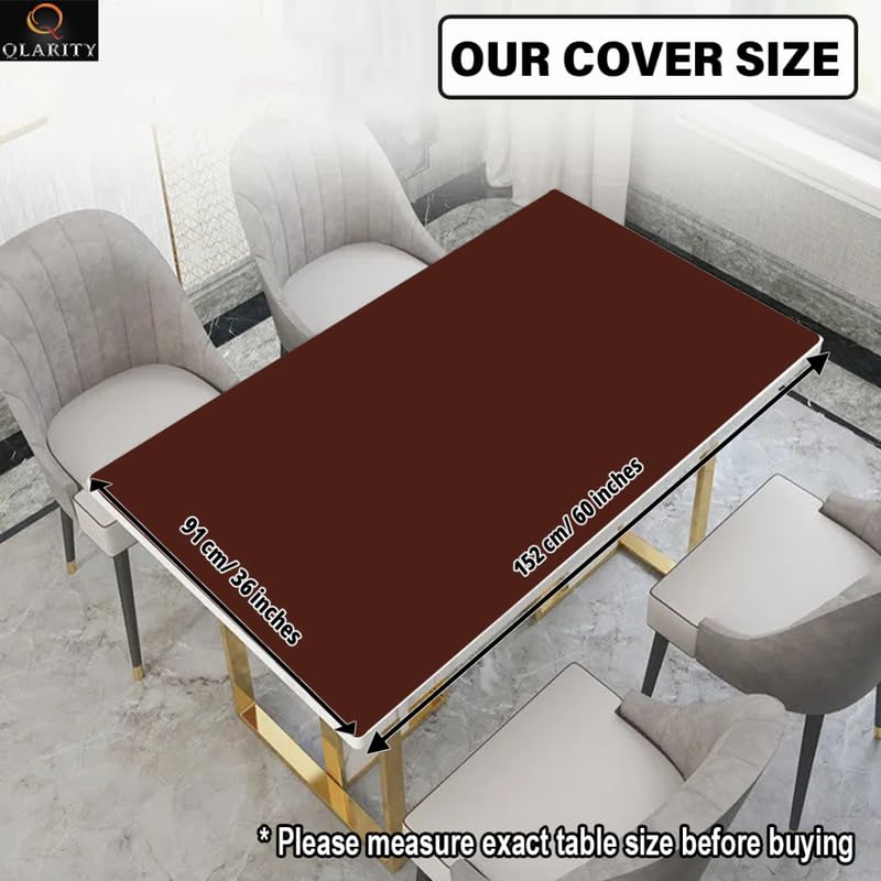 Image of Qlarity Covers Dining Table Cover 6 Seater, 8 Seater | Reversible PU Leather Water Resistant Table Cover | Customised Sizes (Black) (Brown, 36 X 60 inch)