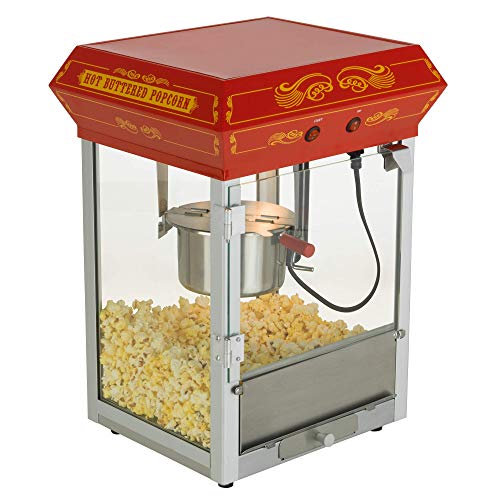Get Popular Offer Funtime FT421CR Antique Carnival-Style 4-Ounce Tabletop Hot-Oil Popcorn Popper, Red