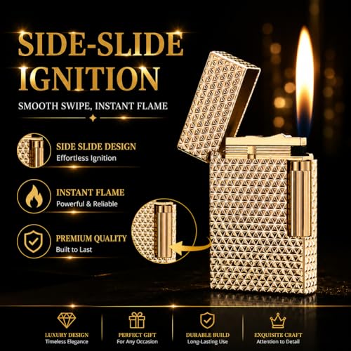 Encendedor metálico rellenable JIANCHEN estilo Art Deco miniatura 4