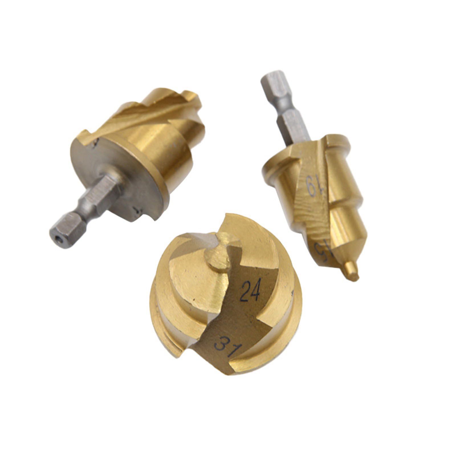 Sturdy Helical Drill Bits 3 Pieces Hexagonal Shank Water Pipe Expansion 15~31mm Drills Use Punching Bit Pipe Drill