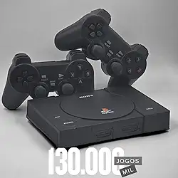 Console Retrô PSX com 130 mil jogos na memória + 2 Controles diversos Games e Jogos com 700 Jogos PS1 - Black (Black)