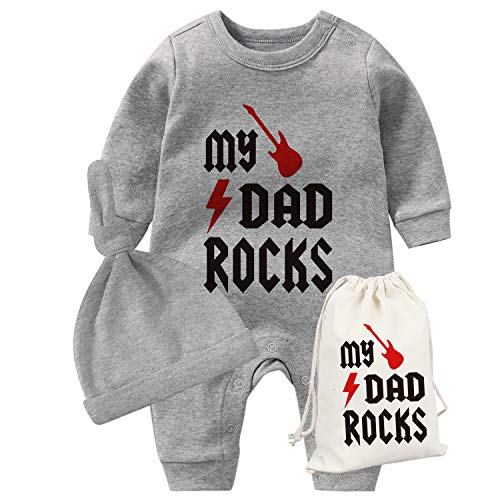 culbutomind Grenouillère pour bébé jumeaux avec inscription « My Dad Rocks », Grey Dad Rock, 6 mois Cover