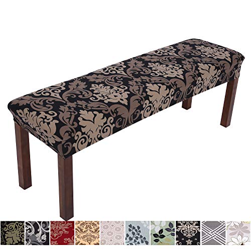 Comqualife Stretch Spandex Printed Dining Bench Cover - Anti-Dust Removable Upholstered Bench Slipcover