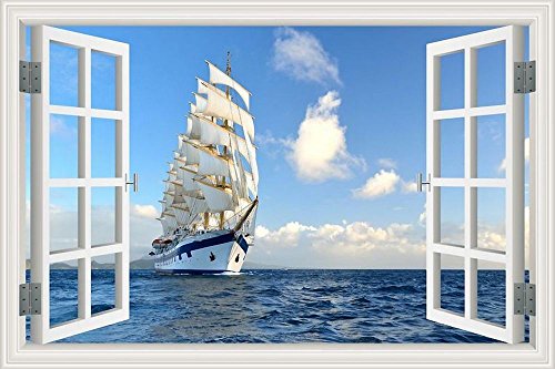3D Wall Stickers Home Decor Decal Sailboat Wall Decals for Bathroom Mural Art Vinyl Wallpaper 24