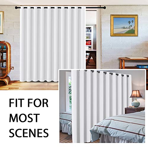 Image of H.VERSAILTEX White Curtains for Sliding Glass Door Room Divider Curtains Noise Reduce Barrier Privacy Curtain Panel Portable Window Screen Sliding Partition, W180 x L96 inches /8' Tall by 15' Wide