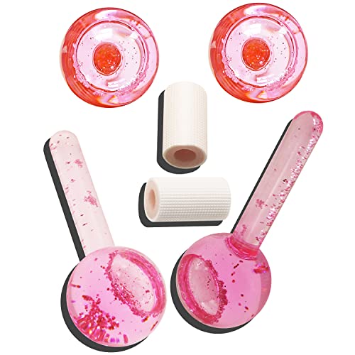 Lazzybeauty Ice Globes for Facial, 2 PCS Cooling Globes Set for Eye & Neck, Cold Glass Ice Roller Ball, Cryo Sticks Face Globes, Tighten Skin, Reduce Puffiness and Dark Circles, Enhance Circulation