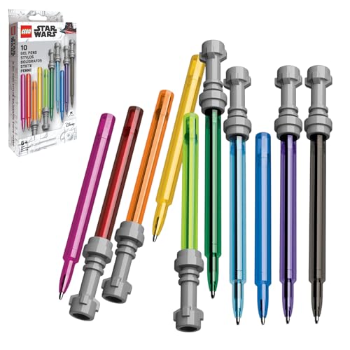 IQ LEGO Papeterie Star Wars Stylo à bille gel sabre laser pack de 10 - édition multicolore Cap-Off