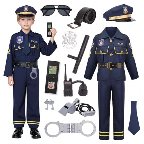LOYO Police Costume for Boys Kids Cop Outfit for Career Day Cosplay Pretend Play Police Officer Costume for Boys Ages 312 (5-7 Years)