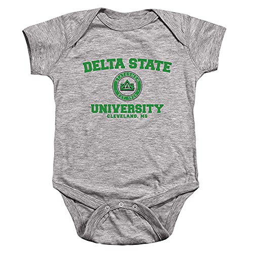 Delta State University Official Circle Logo Unisex Infant Snap Suit for Baby,Athletic Heather, 12 Months