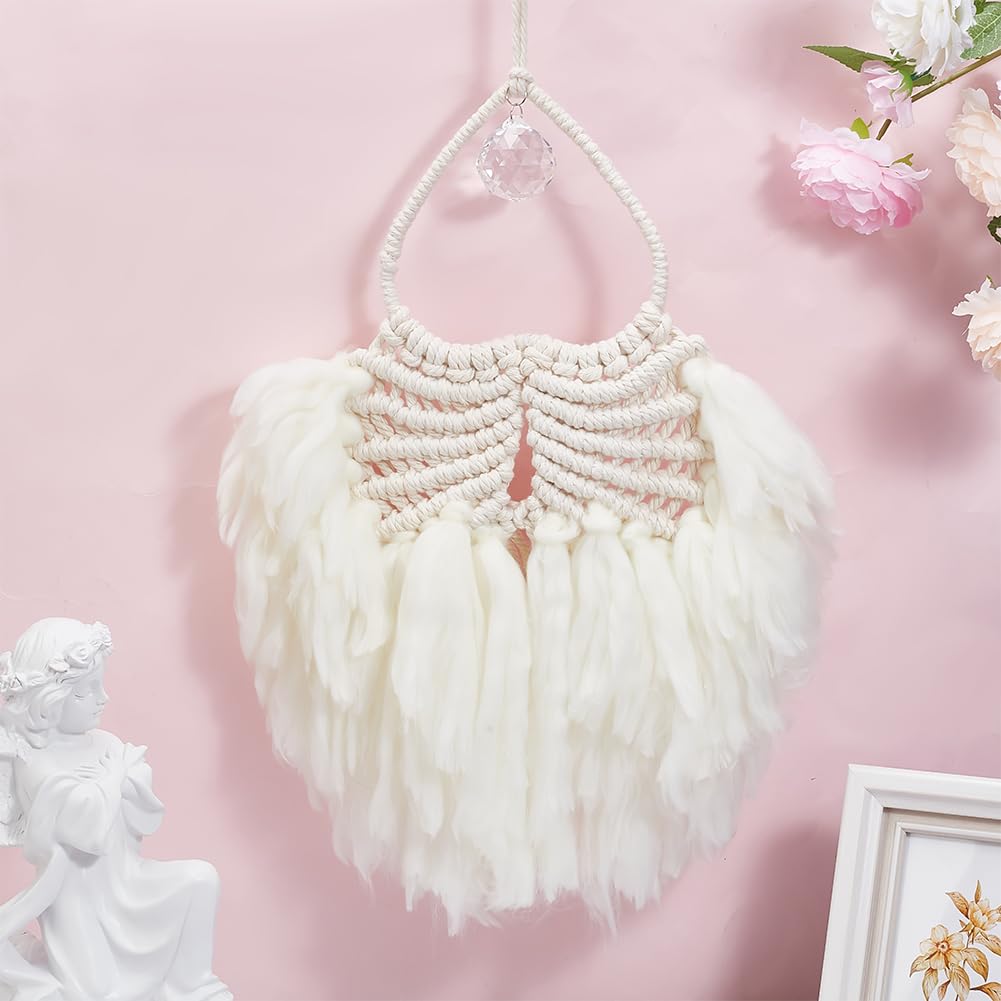 FREEBLOSS Kit fai da te macramè con ali d'angelo, macramè, decorazione da parete, macramè, kit macramè per principianti