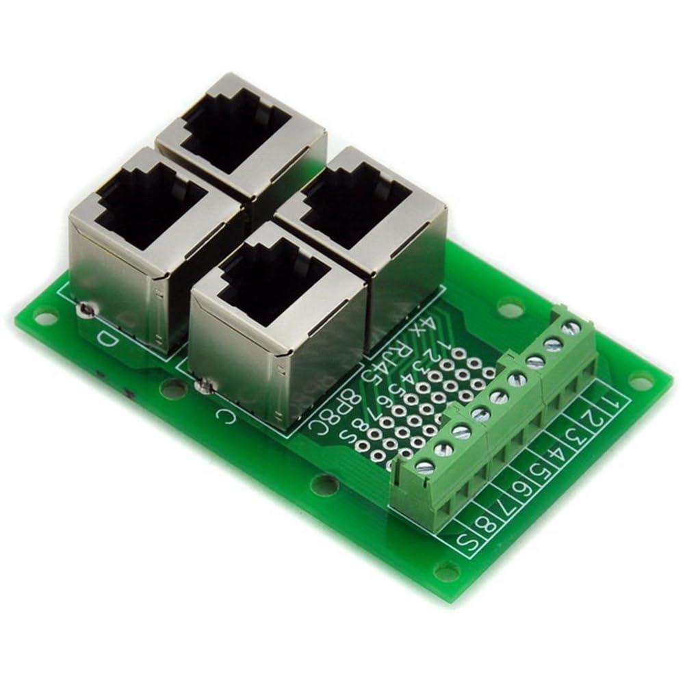 Electronics-Salon RJ45 8P8C Jack 4-Way Buss Breakout Board, Terminal Block, Connector.