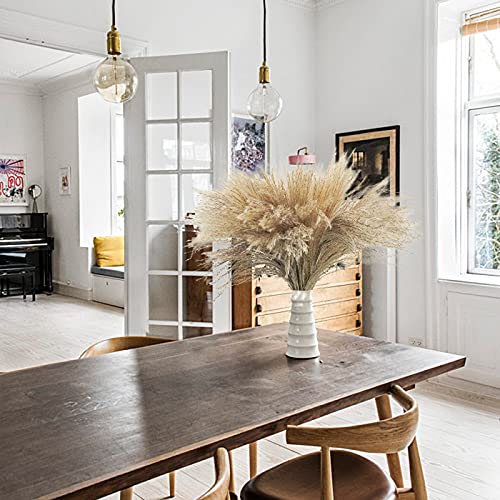 Uieke 100Pcs Natural Dried Pampas Grass Plume 17Inch Tall Dried Flowers Large Faux Reed Artificial Plants For Wedding Flower Arrangements Farmhouse Wreath Door Centerpiece Home Décor Brown #TOP3