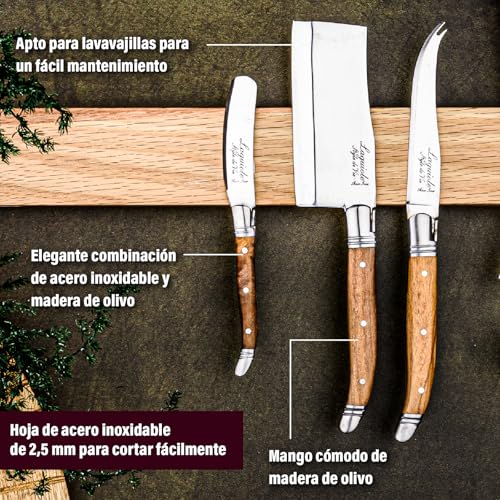 Cuchillo para queso Laguiole Style de Vie set de 3 piezas de madera de olivo 4