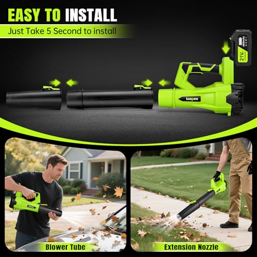 Leaf Blower Cordless,Electric Leaf Blower with 2 4.0Ah Battery Powered and Fast Charger, Lightweight Cordless Blowers for Lawn Care and Dust,Snow,6 Speed Control image 8