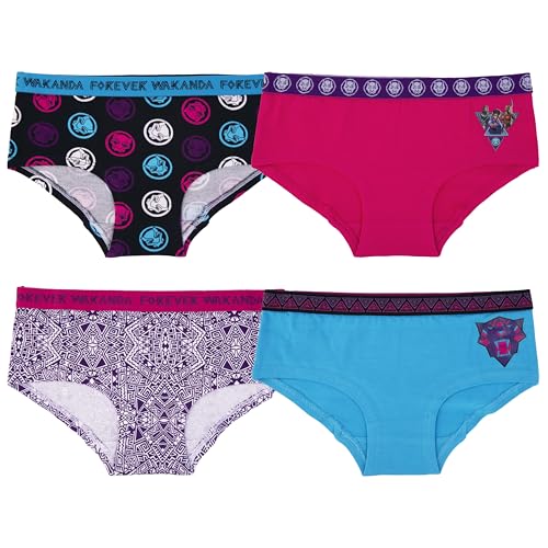 Handcraft Girls' Black Panther 4-Pack Panties Cotton/Spandex Blend Sizes 6,8,10 Wakanda Forever