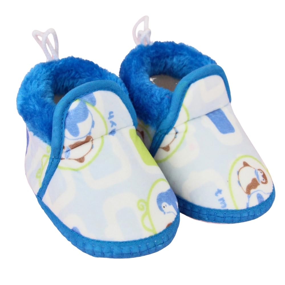 neska moda 6 To 12 Months Baby Unisex Blue White Soft Cotton Penguin Printed Lace Booties-BT5255-picture-37
