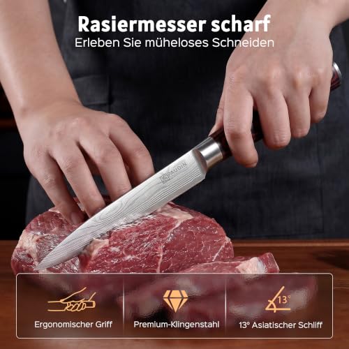 PAUDIN Kochmesser Allzweckmesser Profi 13 cm Scharf Küchenmesser Chefmesser aus rostfreiem Deutscher Edelstahl mit ergonomischem Griff – Ansicht 4