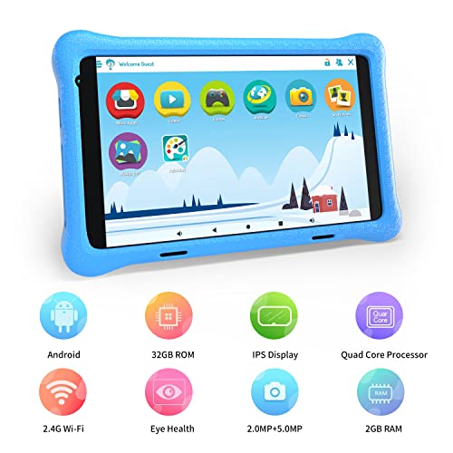 HAPPYBE Kindertablet, 8 inch Android 11 tablet voor kinderen, HD-display, 2 GB RAM 32 GB ROM, Quad Core, vooraf… - Image 7