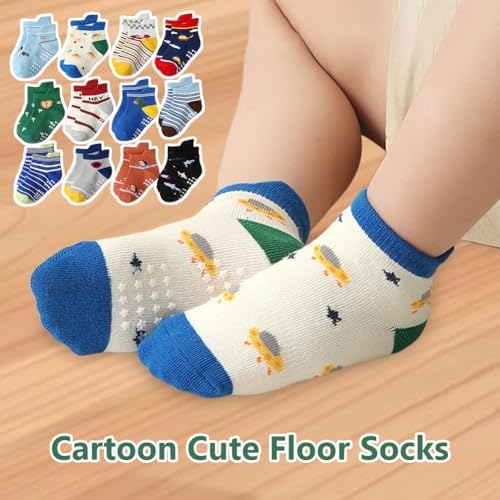 Eforcase 12 Pairs Baby Socks Non-Slip Grip Cotton Cute Boys Girls Socks Soft and Elastic Ankle Socks for Baby Kids4