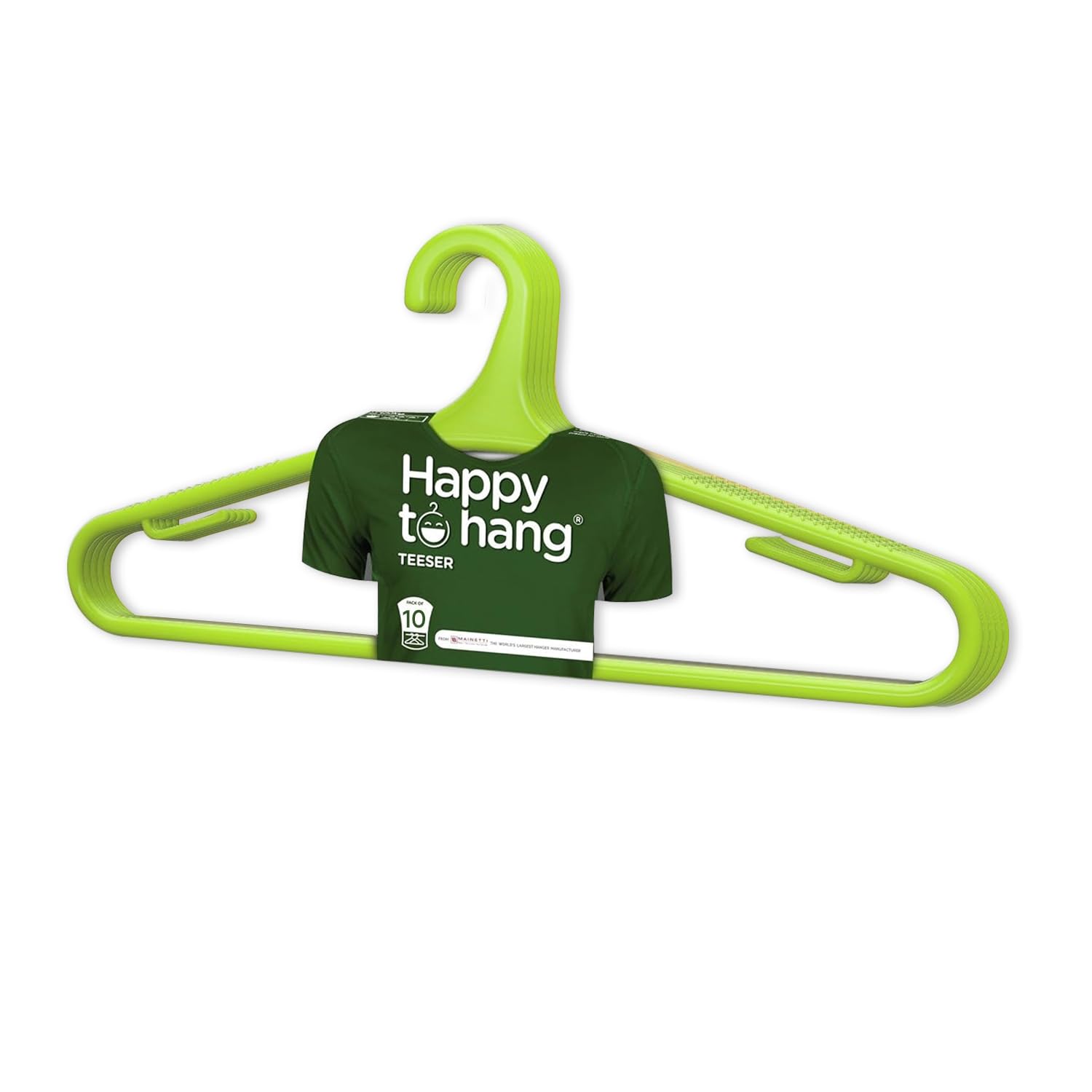 Happy To Hang Teeser 10 Piece Polypropylene Hanger, Yellow and Green