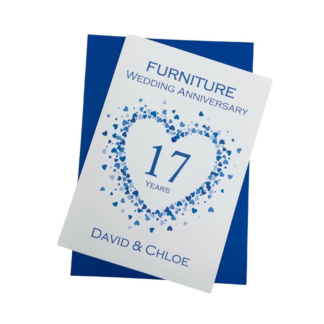 17th Wedding Anniversary Card Personalised Furniture 17 Years β LH 17