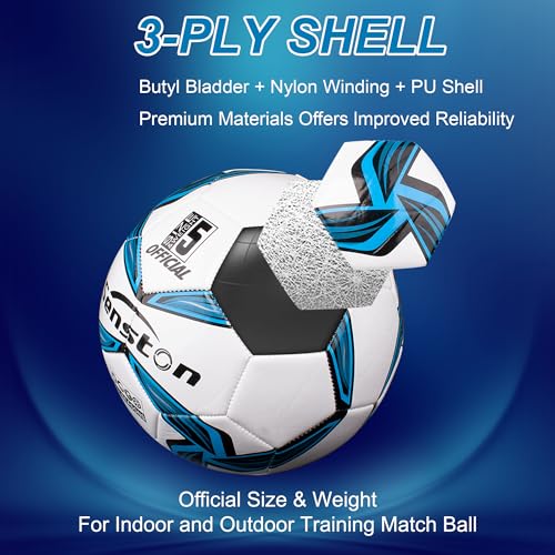 Image of Senston Soccer Ball Size 5 with Pump for Adults | Hard-wearing Durable PVC, All-Weather, Fade-resistant, Anti-deform, Good Air Retention, Easy Clean, Training Match