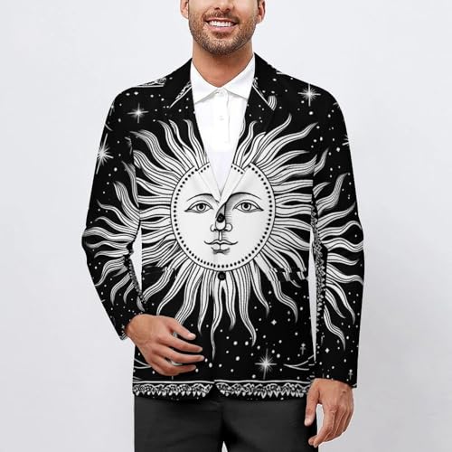 Black and White Moon Aesthetic Men's Casual Blazers Slim Fit Sport Coats Blazer Two Buttons Suit Jacket for Work Party2
