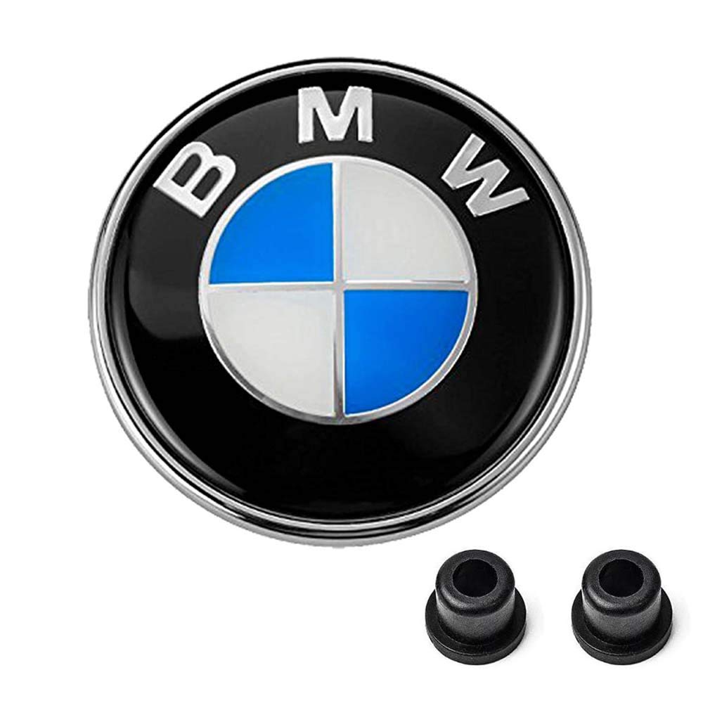 BMW Emblems Hood and Trunk, BMW 82mm Logo Replacement + 2 Grommets for ALL Models BMW E46 E30 E36 E34 E38 E39 E60 E65 E90 325i 328i X3 X5 X6 1 3 5 6 7