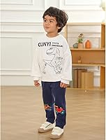 Vista 5 de GFQLONG Paquete de 3 pantalones deportivos elásticos con cordón para bebé, de algodón, dinosaurio, con bolsillos