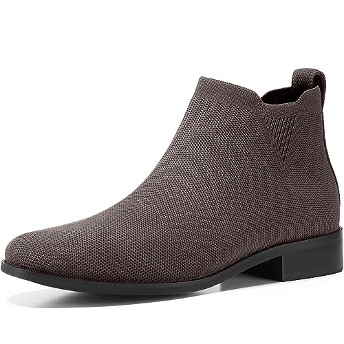 Bacia Sock Ankle Boots for Women Square Toe Slip on Short Chelsea Boots Low Heel Fall Booties