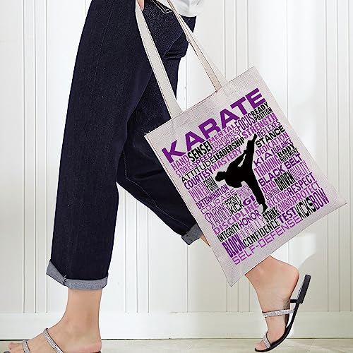 Bolsa tote de lona de karate canvas miniatura 3