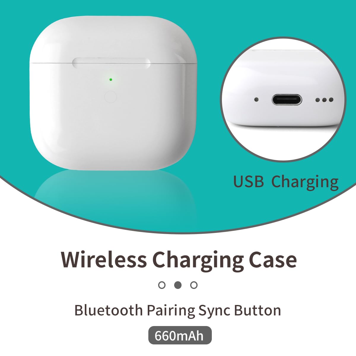 Charing Case for Air Pods 4 Charging Case Replacement Only with Air Pod 4th Generation Charger Cases Bluetooth Sync Pairing Button Support Wired Wireless, Without Earbuds