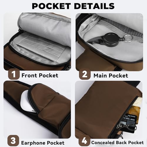 Image of Sling Bag, Crossbody Bag with Zipper Lock, RFID & Water Resistant for Women and Men Small Chest Bag for Travel Casual