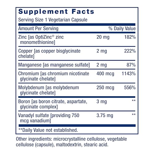 Image of Life Extension Only Trace Minerals, a Daily dose of zinc, Chromium, Boron, Copper, Manganese, Vanadyl sulfate, Gluten-Free, Non-GMO, Vegetarian, 90 Capsules, (Pack of 2)