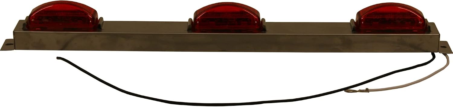 Buyers Products 5621720, 14 Inch 3 Light Identification Bar with 9 LEDS, Trucks and Trailers, Stainless Steel, Signal Light, Red