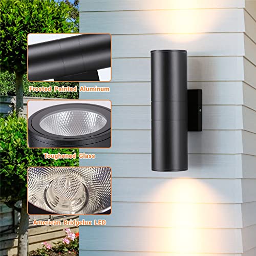 Image of DAKAFUL Up and Down Wall Lights 1 Pack, Cylinder Outdoor Wall Sconce Light Aluminum Modern Outdoor Light Fixture and Exterior Wall Sconces Anti-Rust Waterproof for Porch Patio Wet Location Door Way