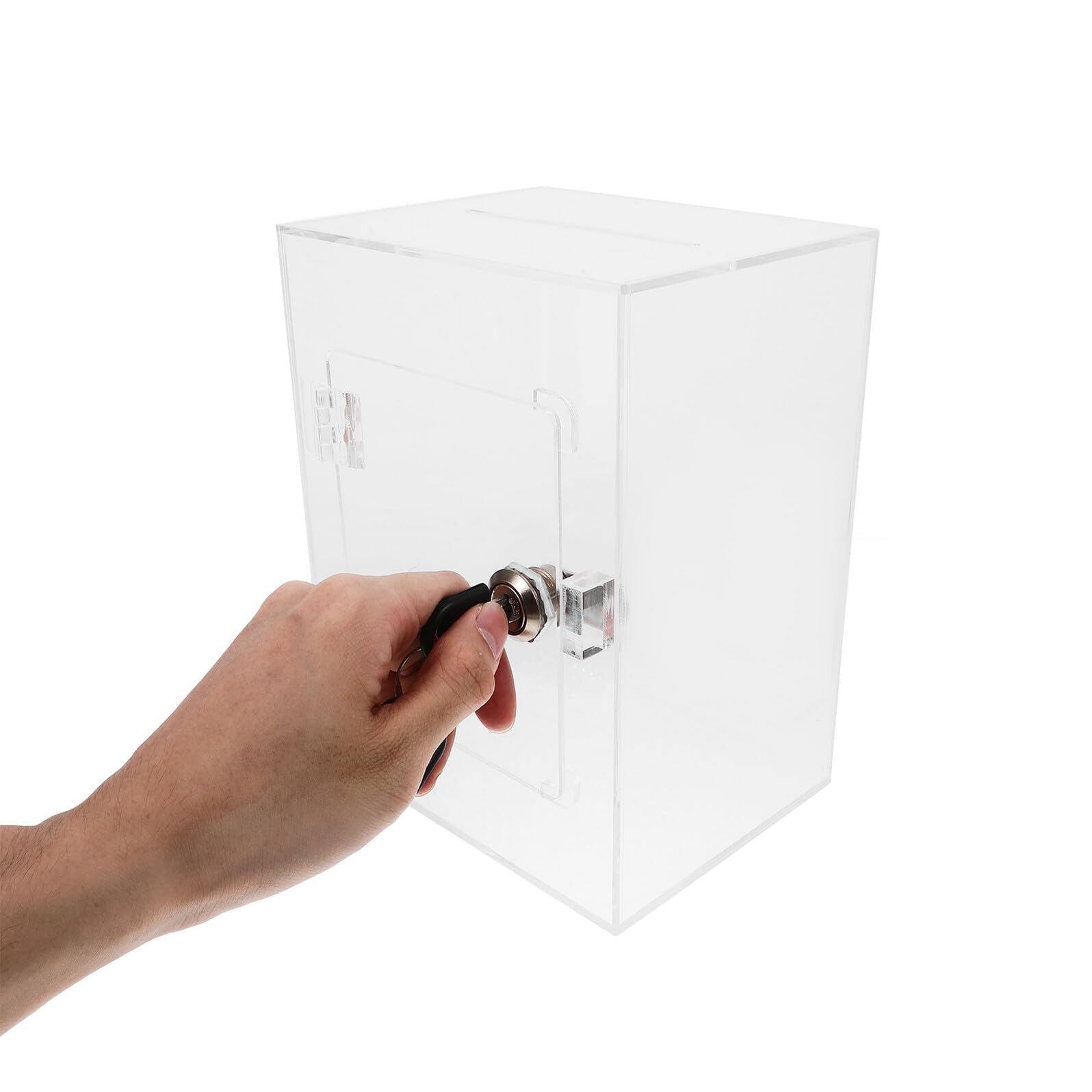 Tirelire Garçon et Filles en Acrylique Transparent avec Serrure à Clé, 20x15x12 Cm, Boîte à Monnaie Pratique pour Filles, Boîte à Dons Sécurisée pour Économies et Présents